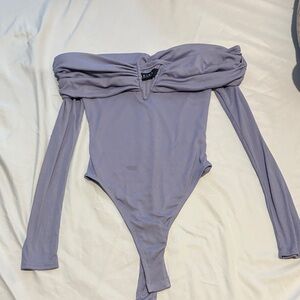 AKIRA Lavender Off-Shoulder Bodysuit